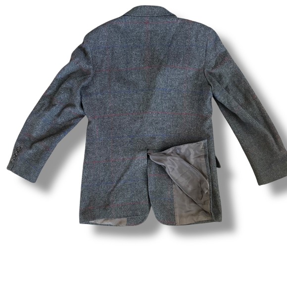 Vintage Arnie II Tailored in USA Gray Windowpane Wool Sport Coat 40R Classic Fit - Picture 4 of 11